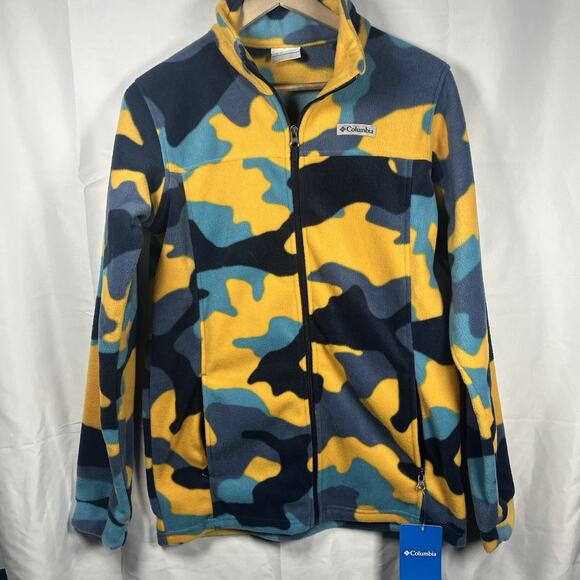 Columbia zing 3 fleece jacket youth XL NEW blue yellow casual outdoor colorful - Picture 1 of 6